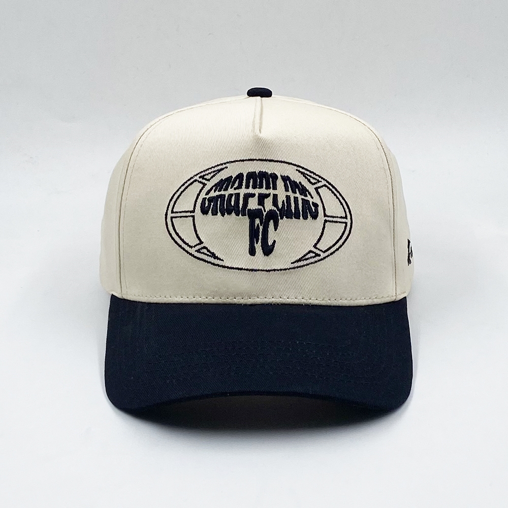 Two-Tone Cotton Twill Baseball Cap with Flat Embroidery Logo – 5 Panel Design