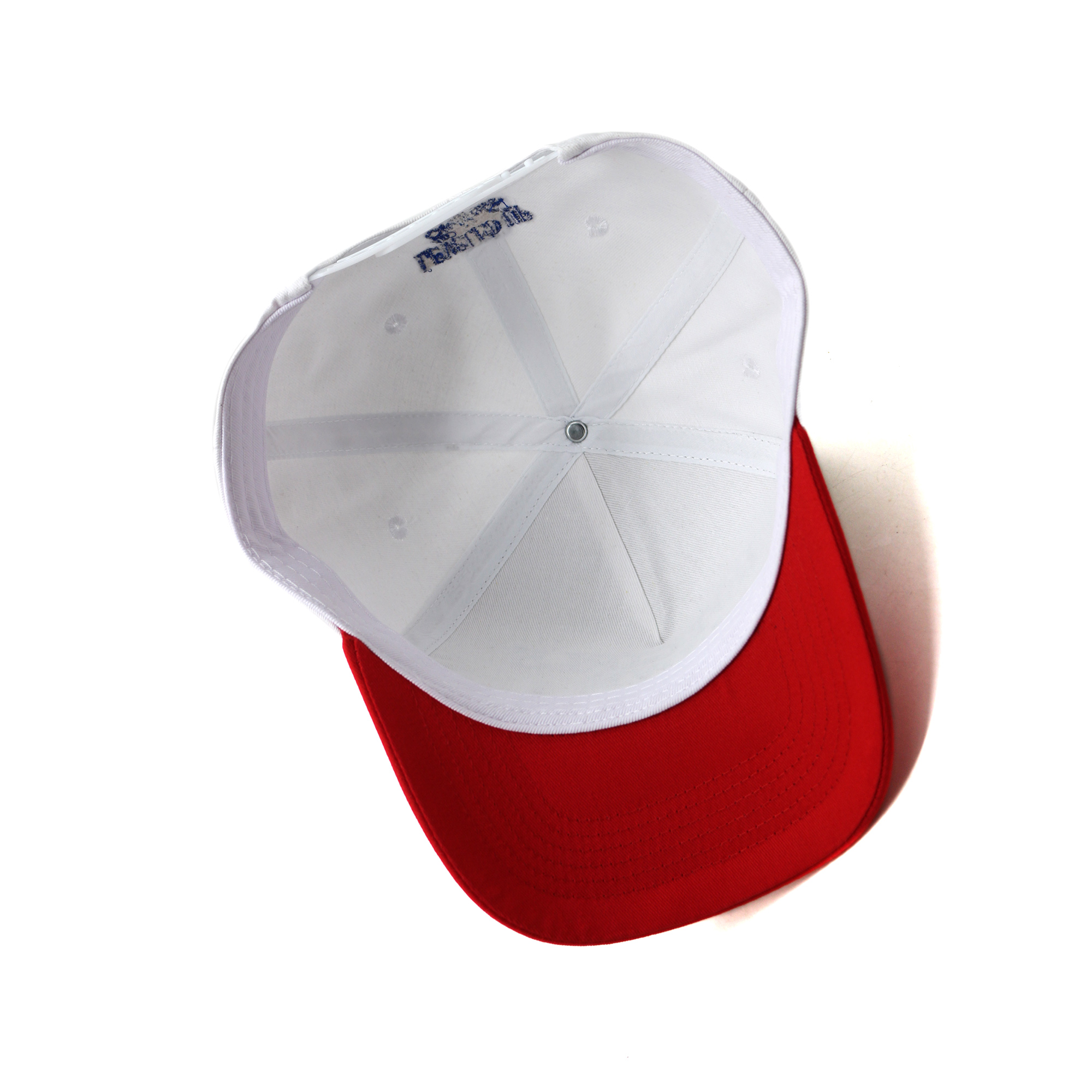 Two-Tone 5-Panel Cotton Twill Baseball Cap with Embroidered Slogan