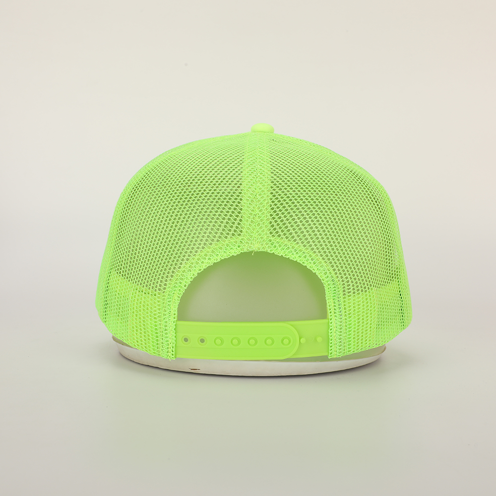 Neon Foam Front 5 Panel Mesh Trucker Hat with Bold Embroidered Logo