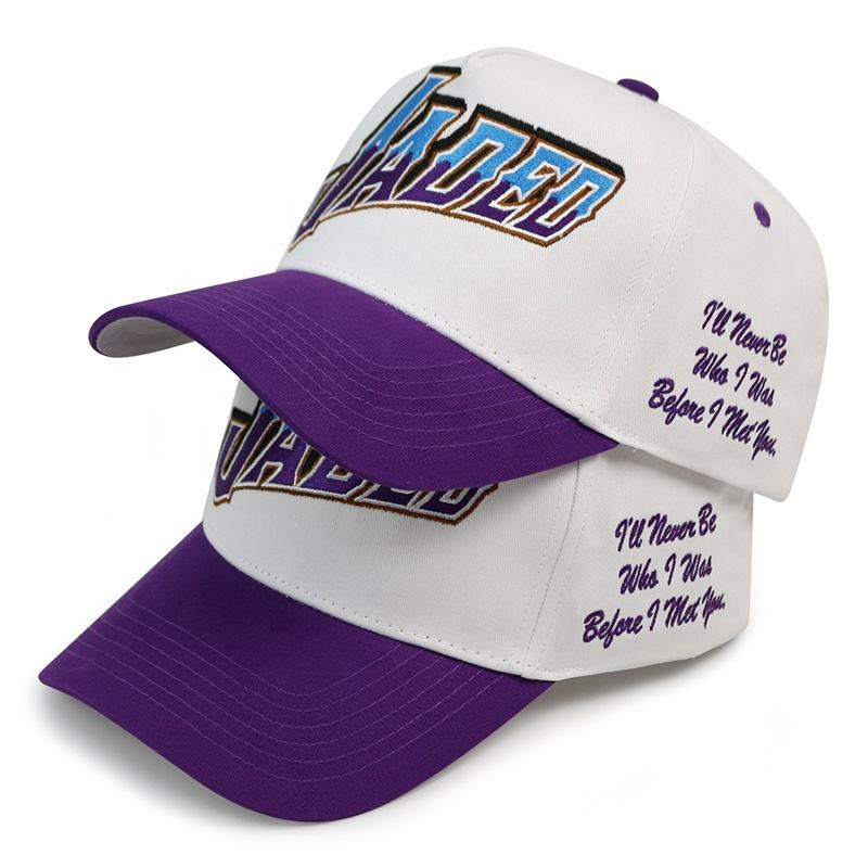 JADED Two-Tone Embroidered Baseball Cap – Purple Brim Cotton Twill Hat