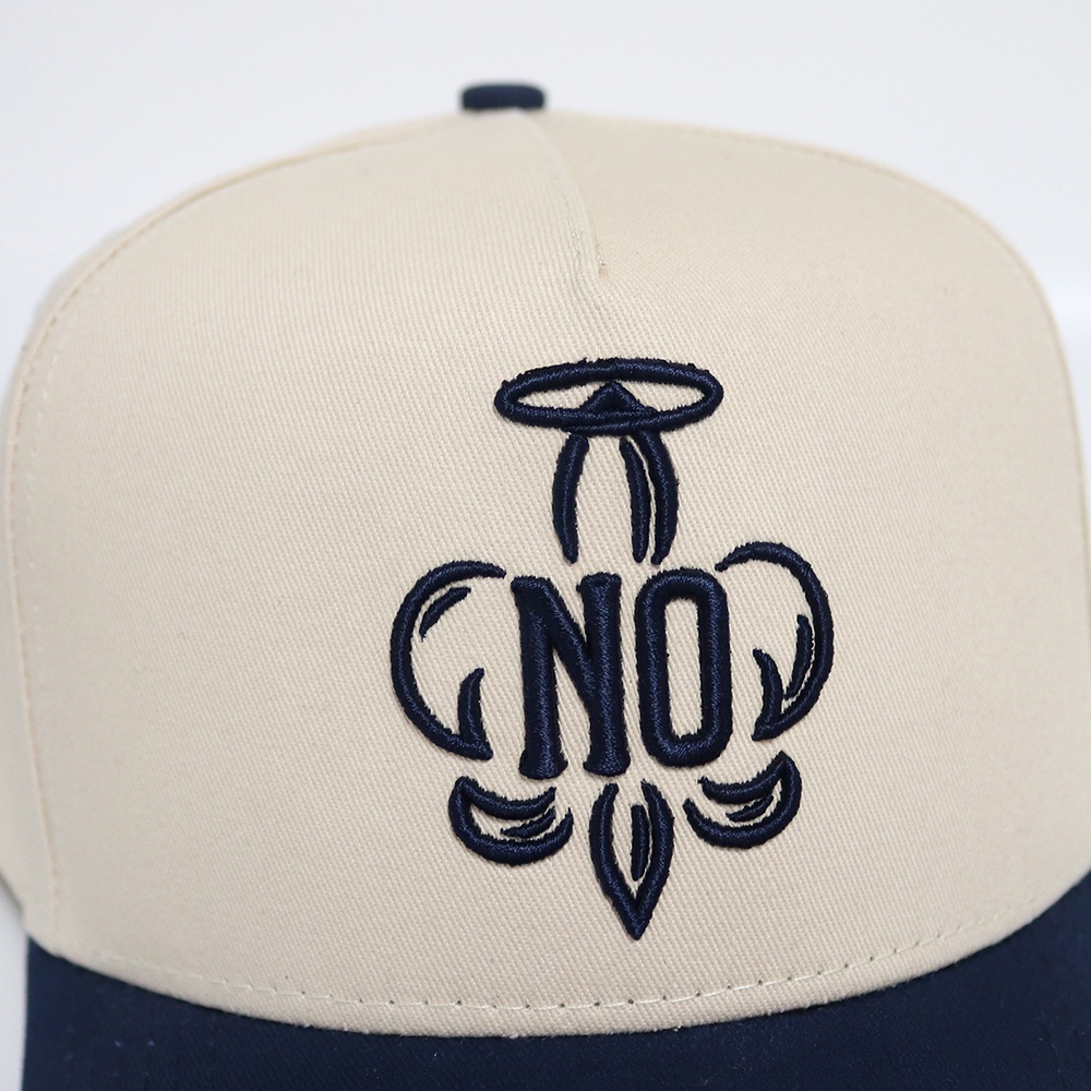 Two-Tone Cotton Twill Baseball Cap with Embroidered NO Logo