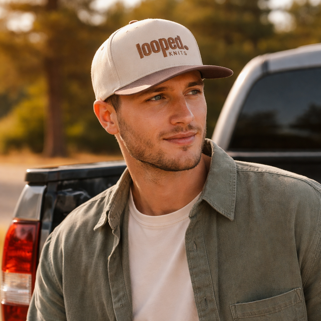 Looped. Knits Two-Tone 5-Panel Cotton Baseball Cap