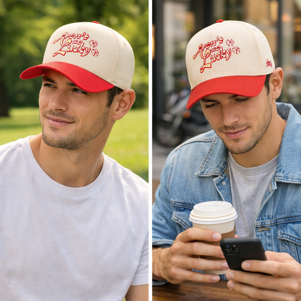 Vintage Dice Embroidered Two-Tone Baseball Cap – 5 Panel Cotton Twill Hat