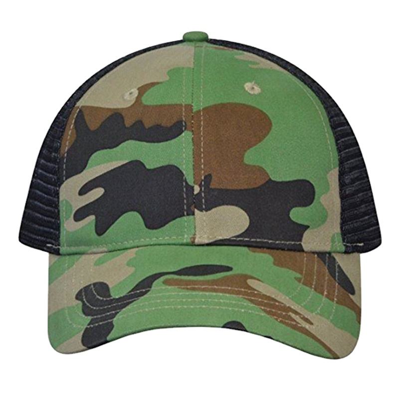 Classic Green Camo Mesh Trucker Hat with Adjustable Snapback