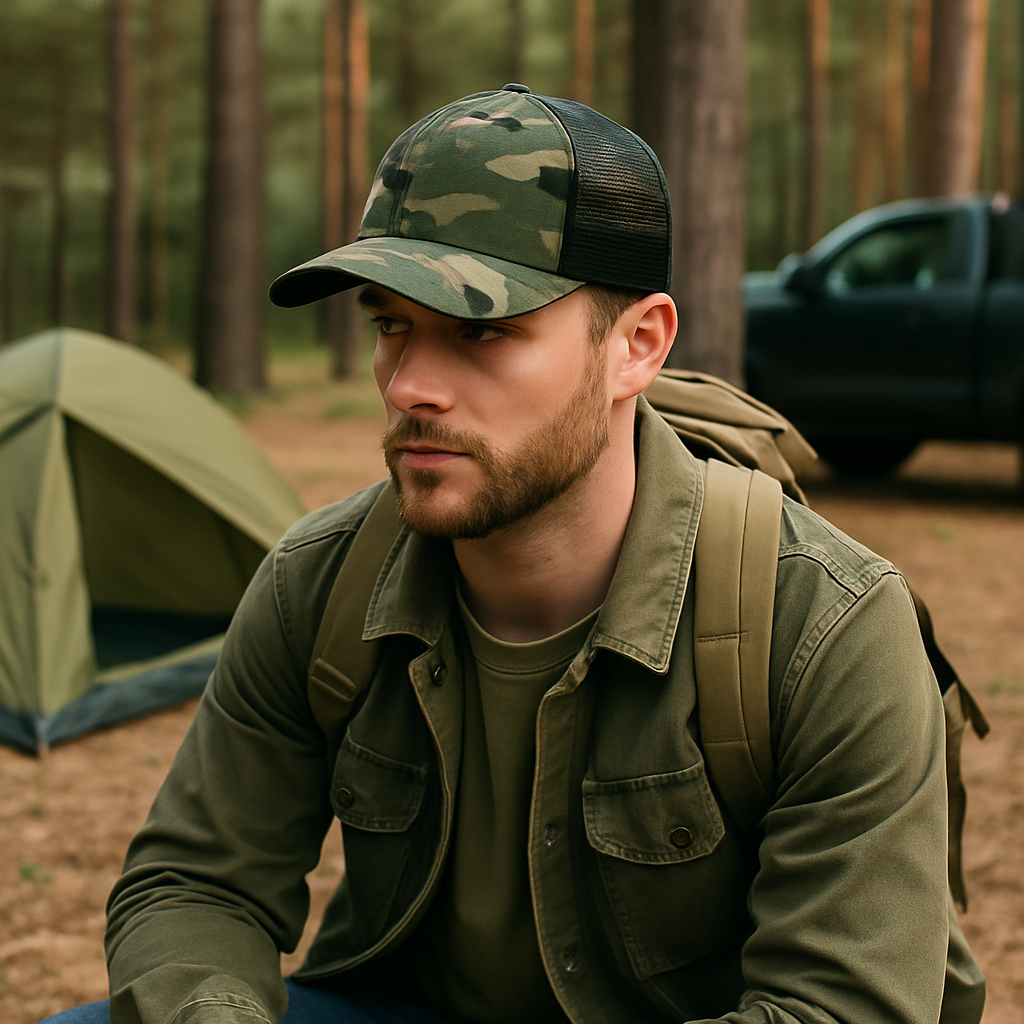Classic Camo 6-Panel Mesh Back Trucker Cap – Adjustable Outdoor Hat