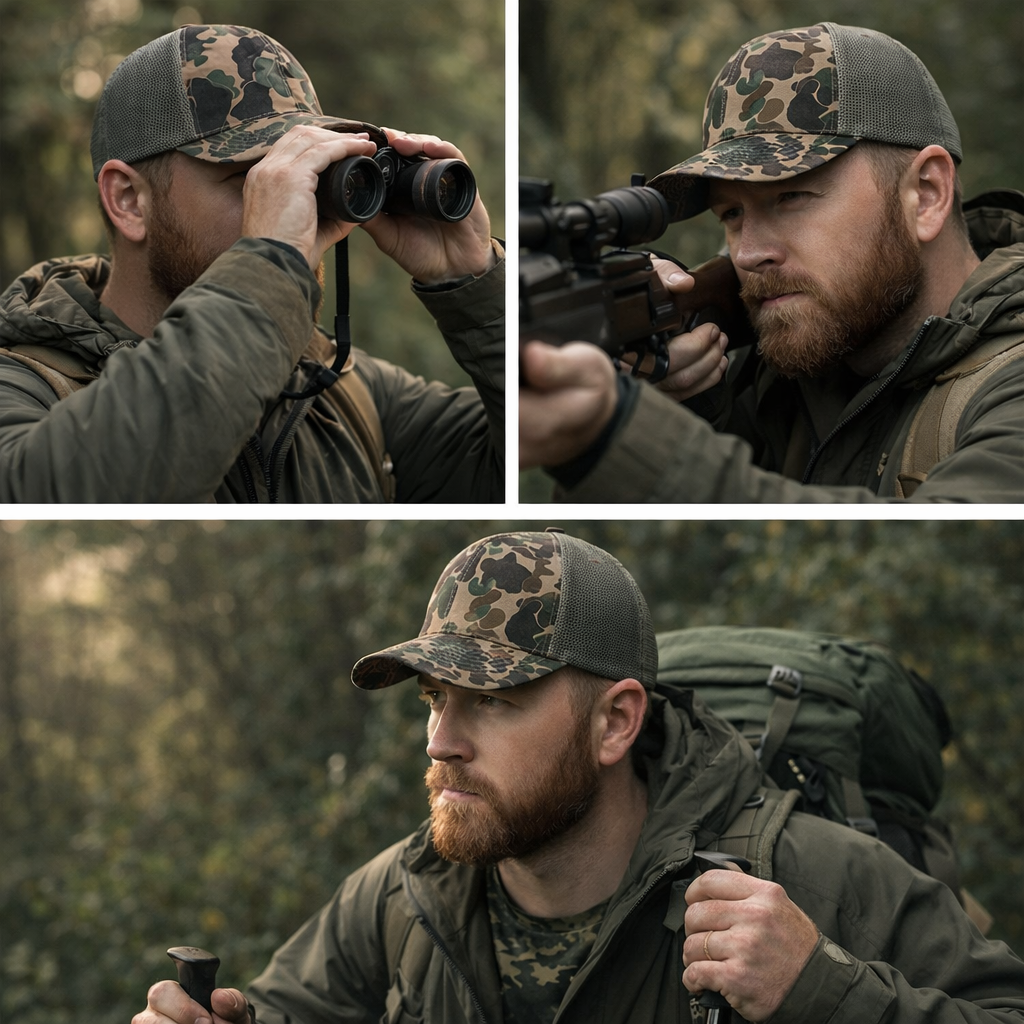 Classic Brown Camo Trucker Cap – Mesh Back Outdoor Hat