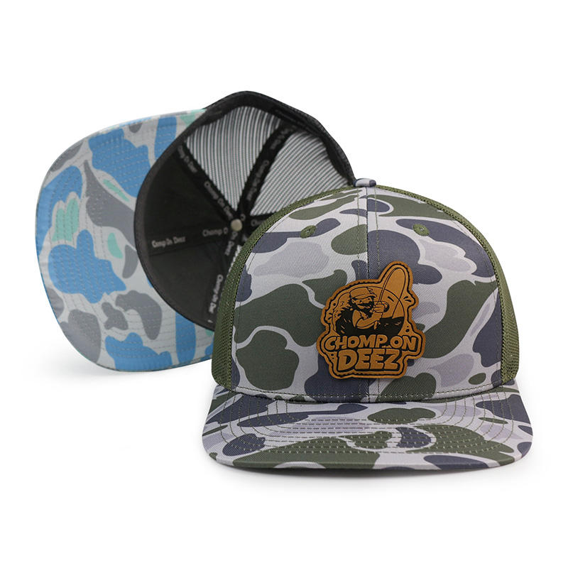 Chomp-On Deez Leather Patch Camo Mesh Trucker Hat