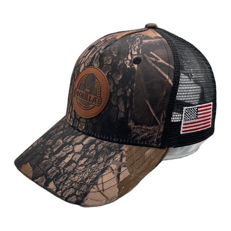 GORILLA Tough Camouflage Trucker Hat with Leather Patch
