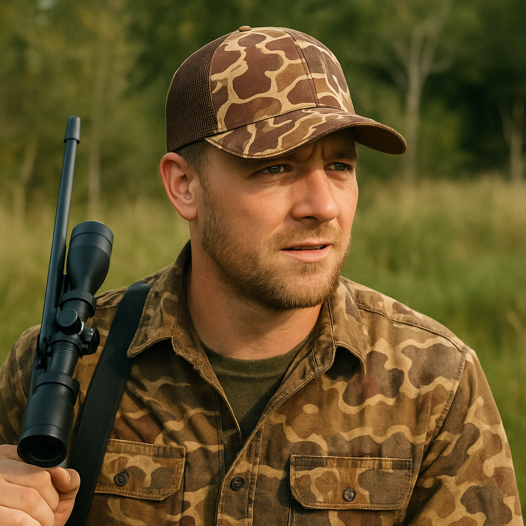 Tactical Mesh Back Camo Trucker Cap with Leather Patch – Breathable Outdoor Hat