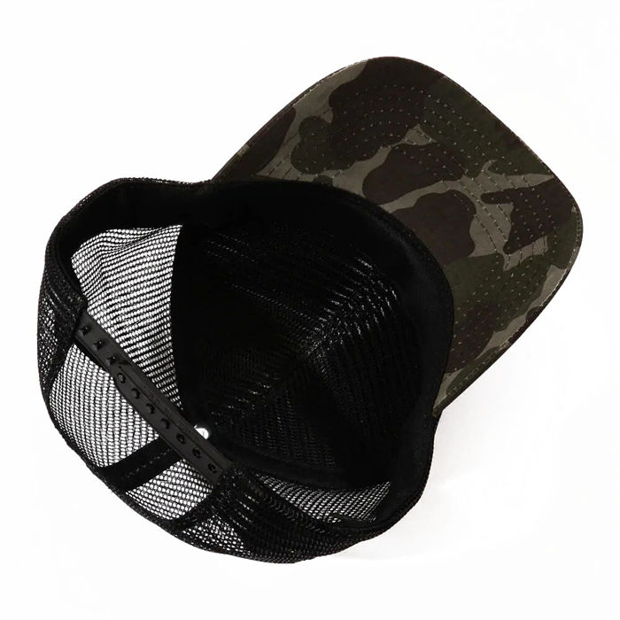 Camo Mesh Trucker Hat with Leather Patch – Adjustable Outdoor Hunting Cap