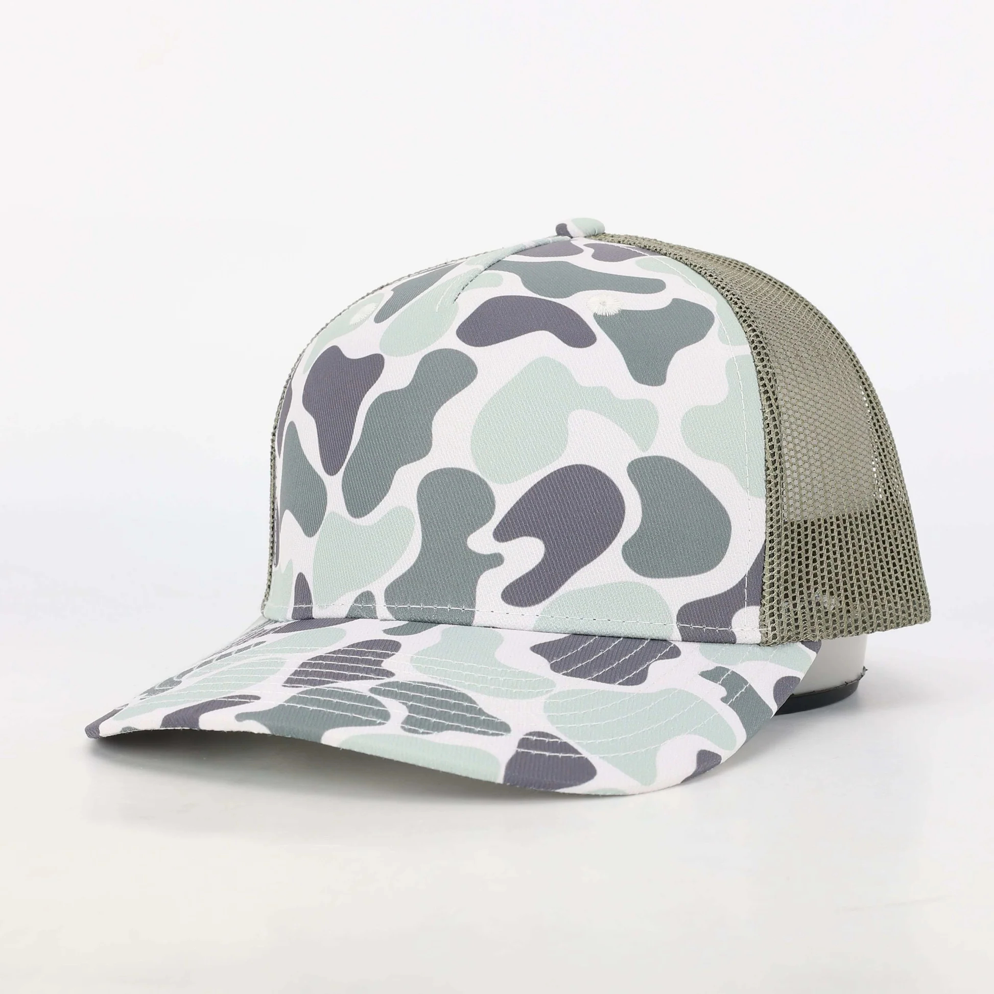Light Camo 5 Panel Trucker Hat with Mesh Back – Casual Outdoor Snapback