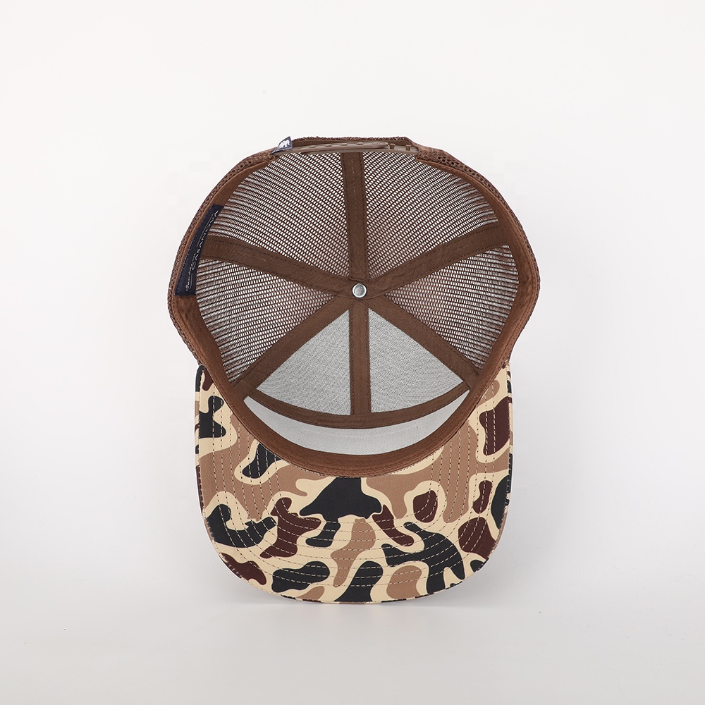 Brown Camo Mesh Back Hat with Leather Southern Casanova Patch