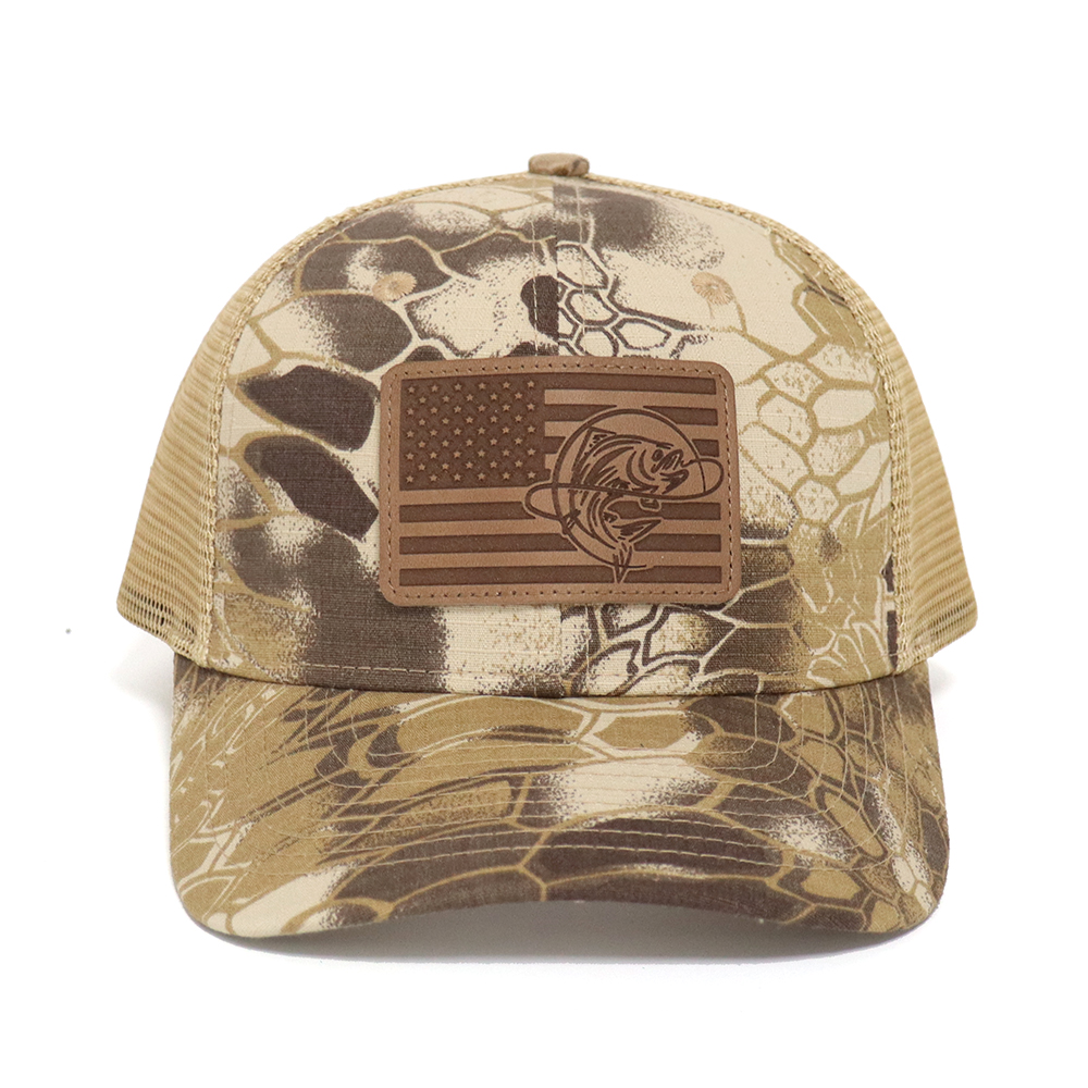 Tactical American Flag Patch Camo Trucker Hat with Mesh Back