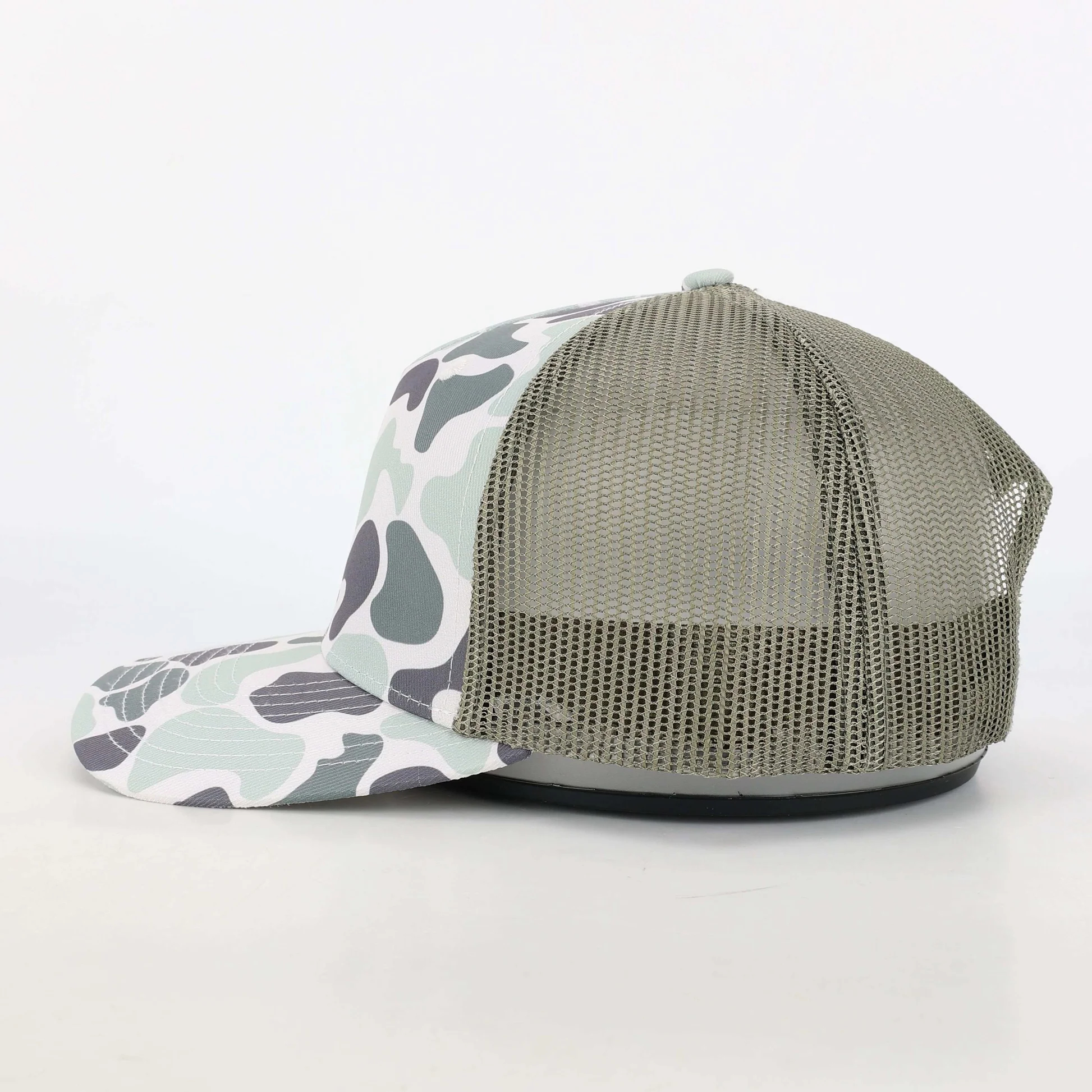 Light Camo 5 Panel Trucker Hat with Mesh Back – Casual Outdoor Snapback
