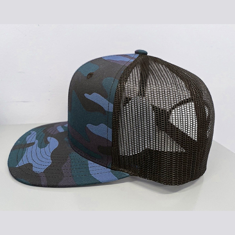 Dark Camo Flat Bill Mesh Snapback Hat – Tactical Urban Street Style Cap