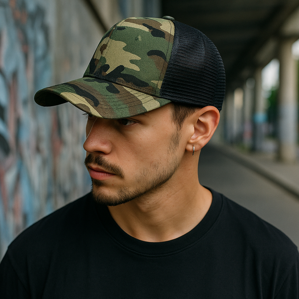 Classic Camo 6-Panel Mesh Back Trucker Cap – Adjustable Outdoor Hat