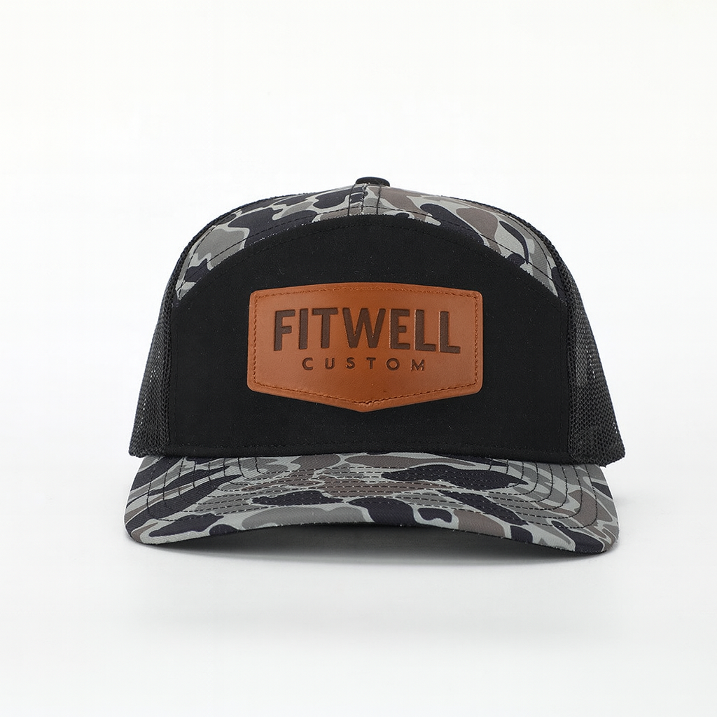 Camo Mesh Back Cap with Leather Logo Patch
