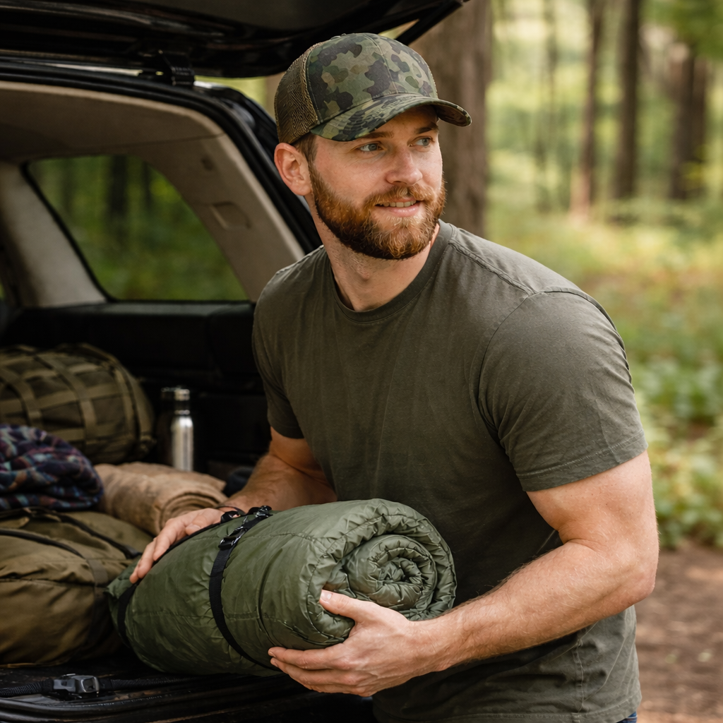 Camo Mesh Back Trucker Cap – Curved Brim Outdoor Style