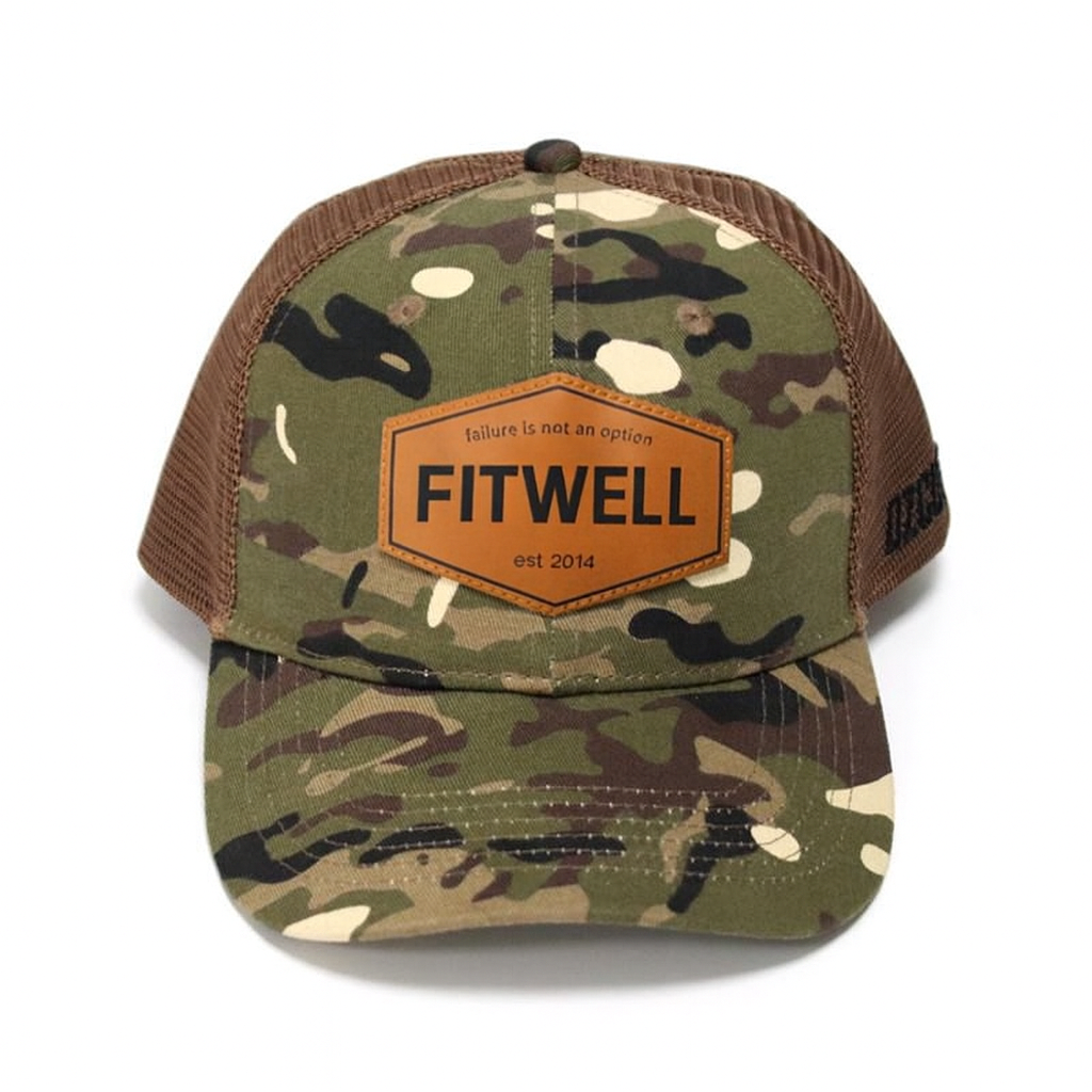Camo Mesh Trucker Hat with Leather OZCUT Broadheads Patch