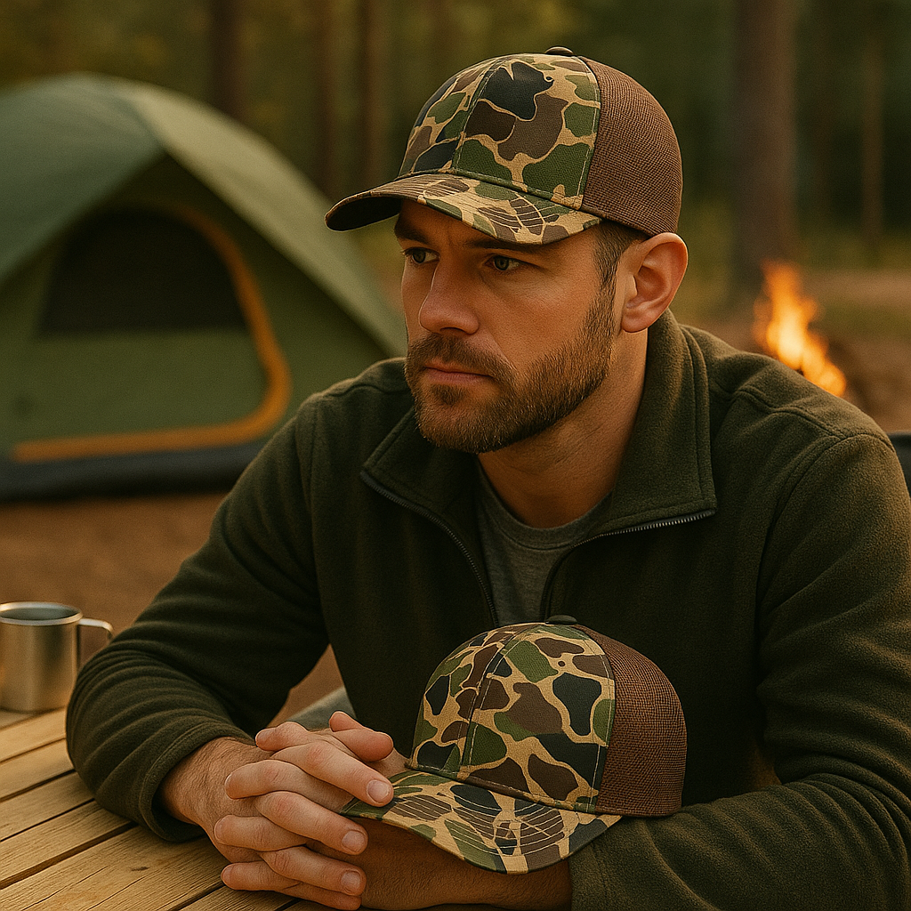 Camo Mesh Back Trucker Hat with Hunting-Style Print
