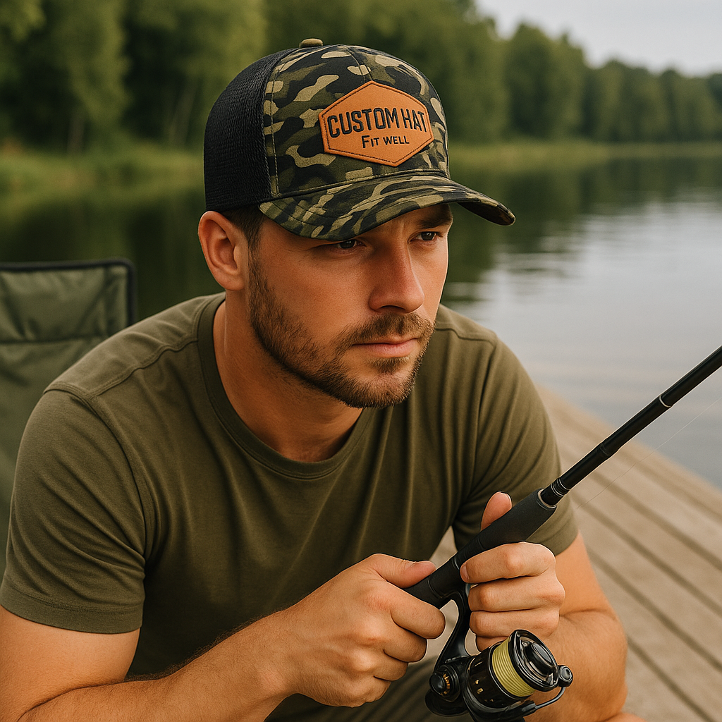 Camo Trucker Hat with Leather Patch – HARP & TURNER Construction Cap