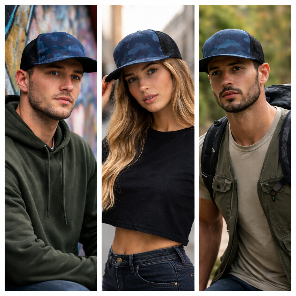 Dark Camo Flat Bill Mesh Snapback Hat – Tactical Urban Street Style Cap