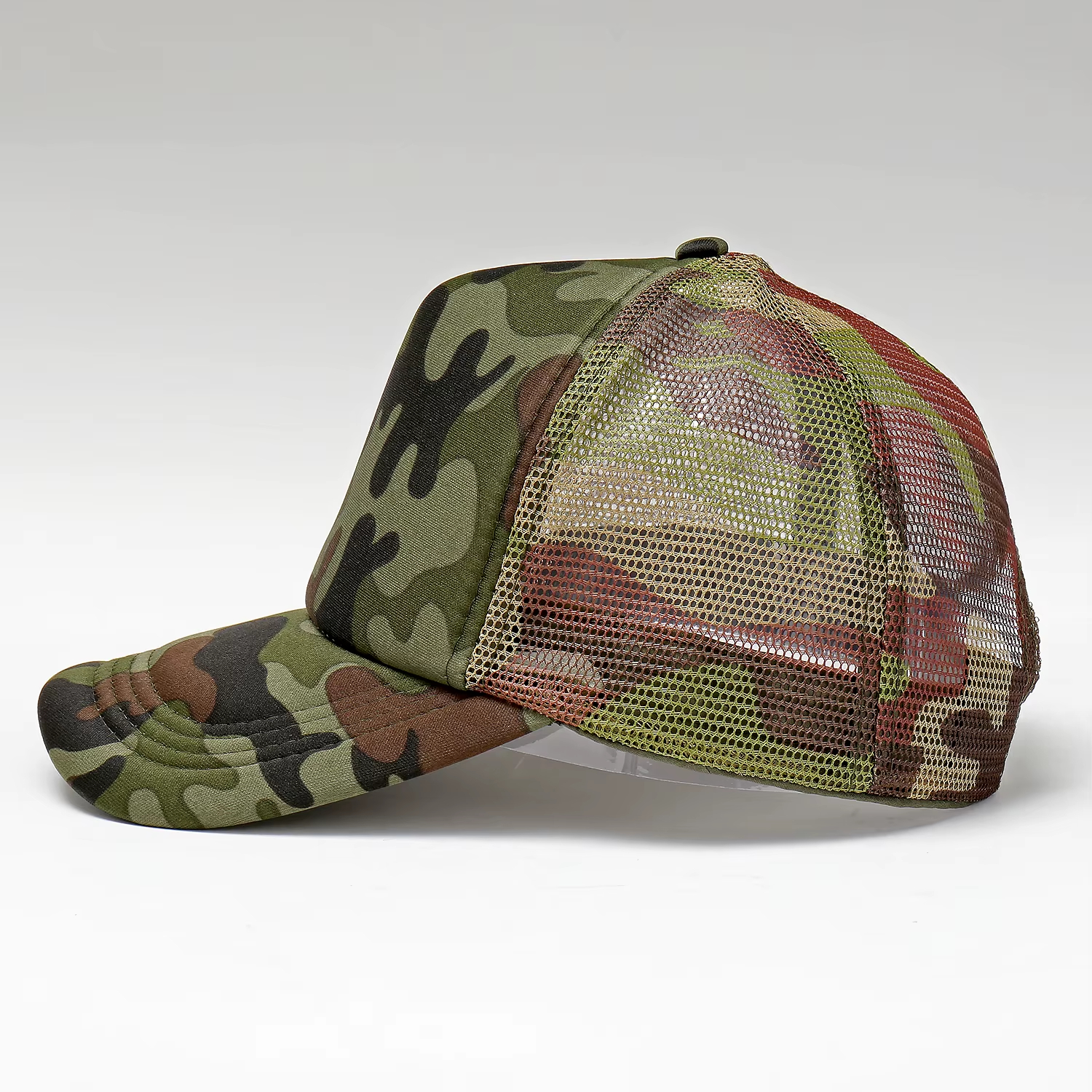 Camo Mesh Back Trucker Cap – Curved Brim Outdoor Style