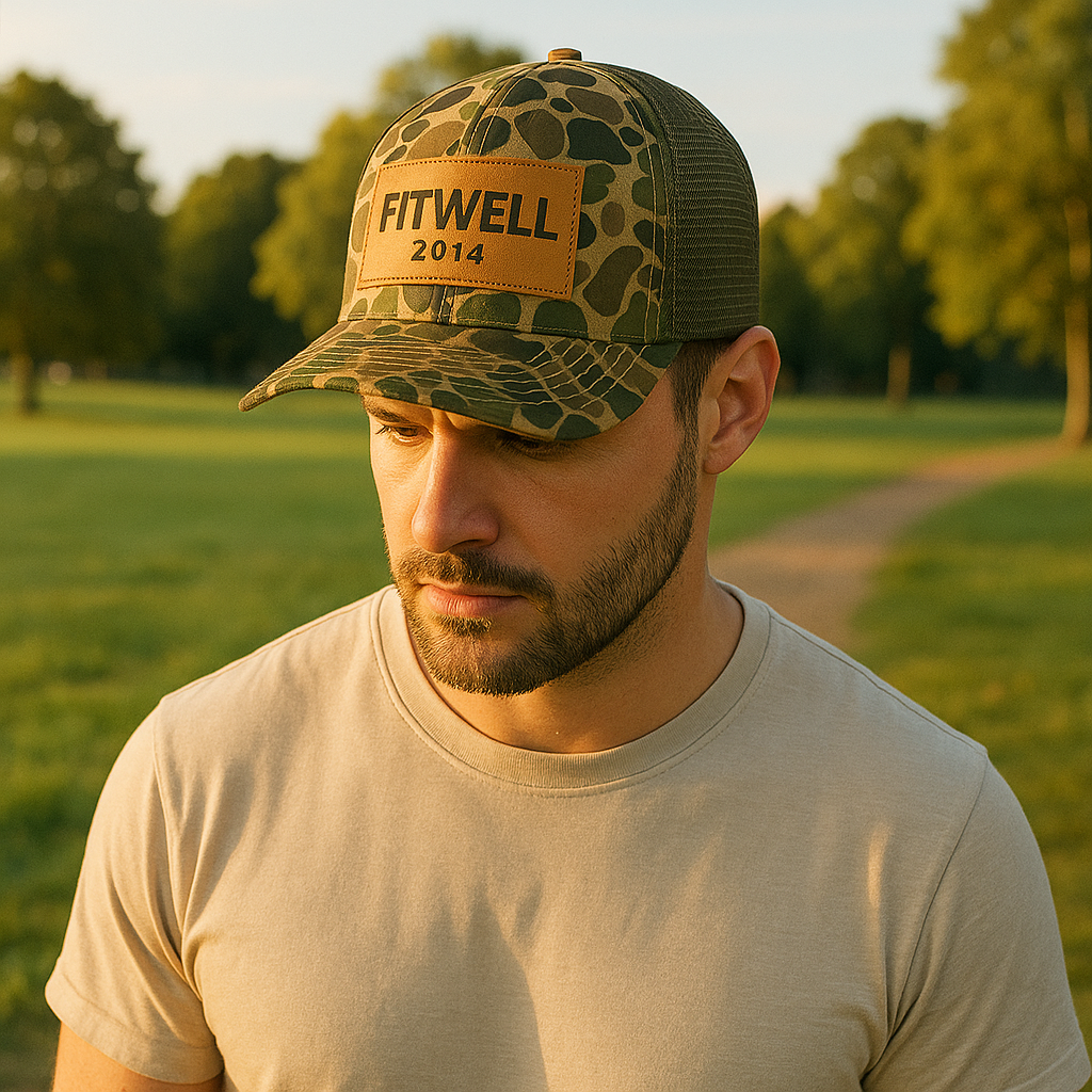 FOWL HOUSE Duck Camo Trucker Hat with Leather Patch – Mesh Snapback