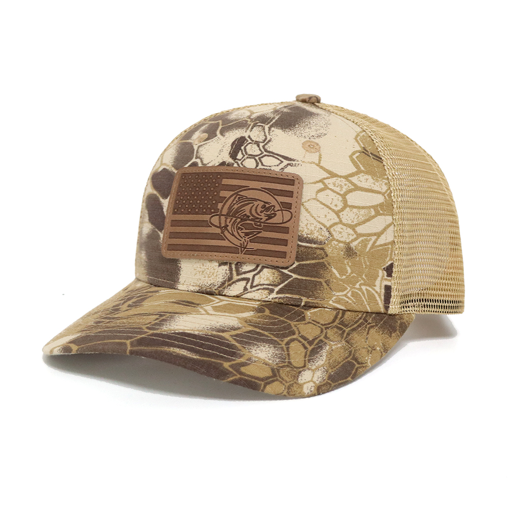 Tactical American Flag Patch Camo Trucker Hat with Mesh Back