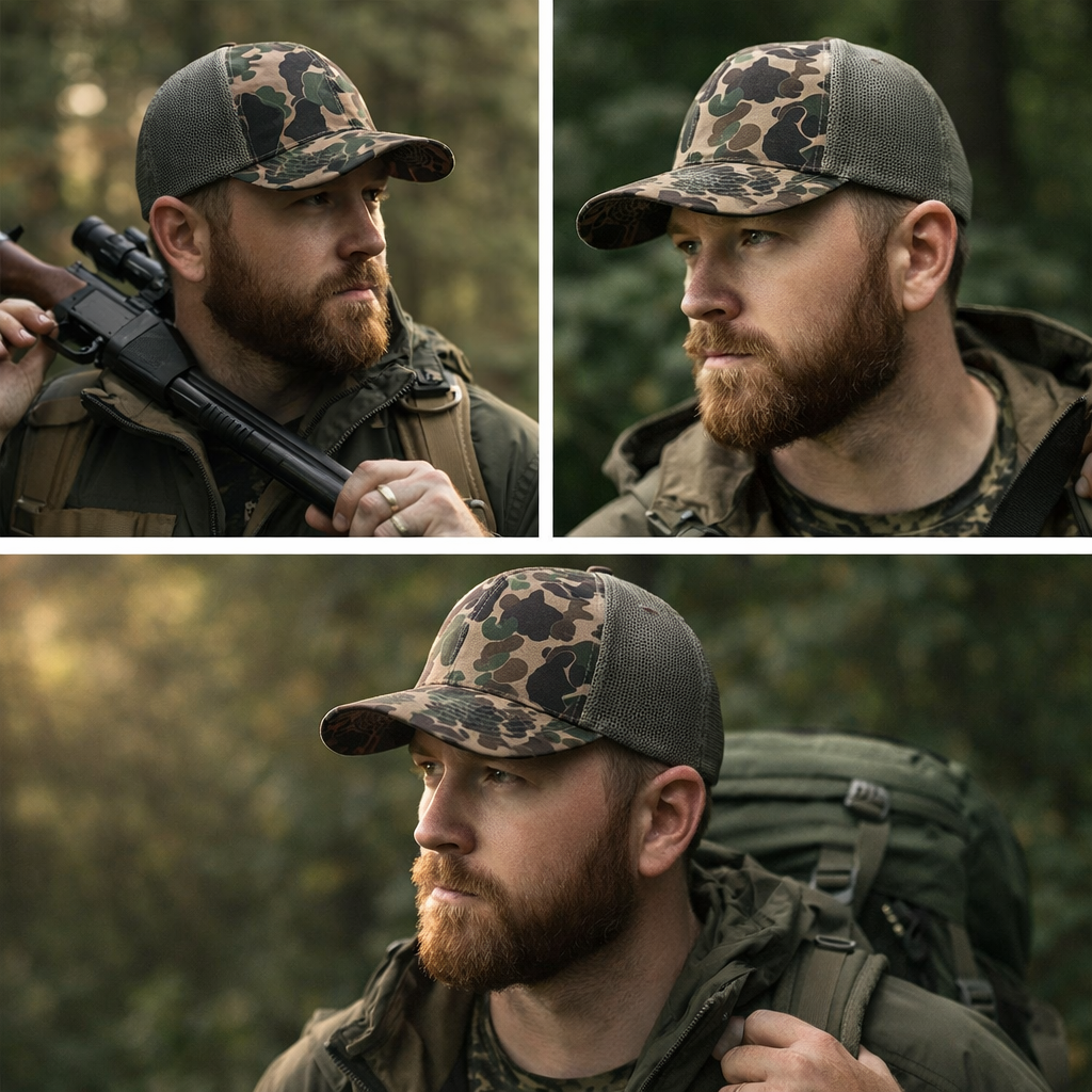 Classic Brown Camo Trucker Cap – Mesh Back Outdoor Hat