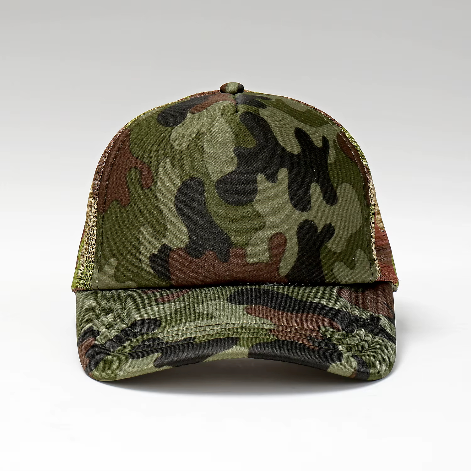 Camo Mesh Back Trucker Cap – Curved Brim Outdoor Style