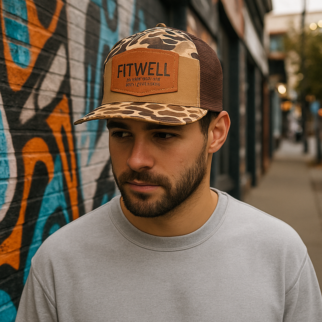Brown Camo Mesh Back Hat with Leather Southern Casanova Patch