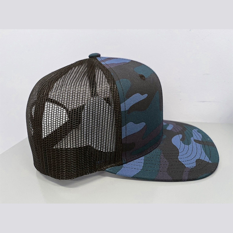 Dark Camo Flat Bill Mesh Snapback Hat – Tactical Urban Street Style Cap