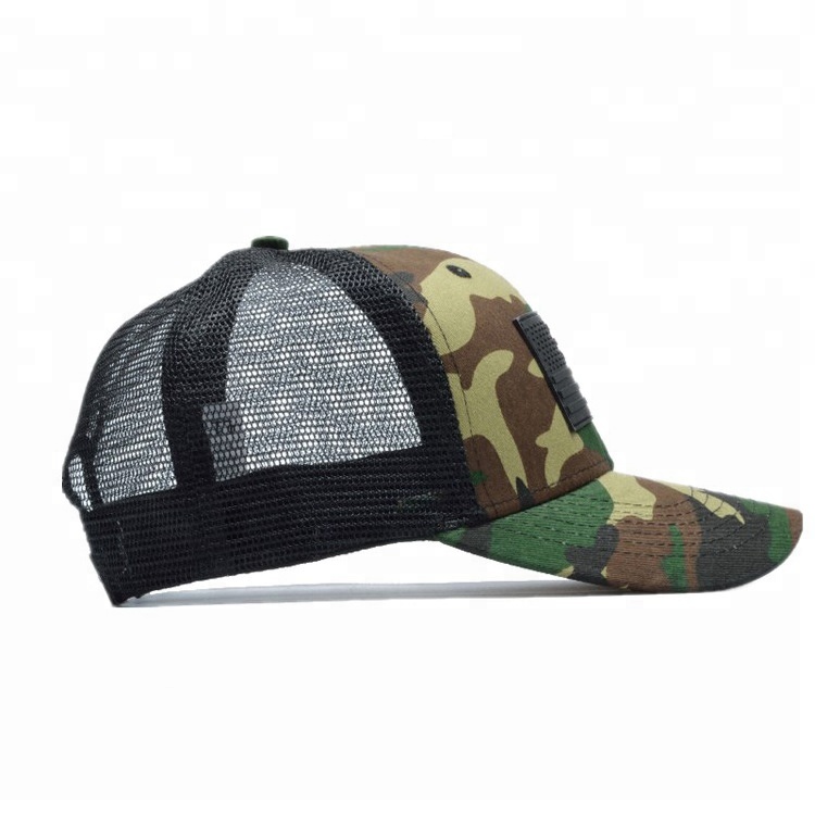 Rubber Flag Patch Camouflage Mesh Back Trucker Cap