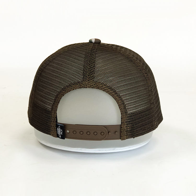 Mud Boat Yacht Club Camo Trucker Hat with Leather Patch