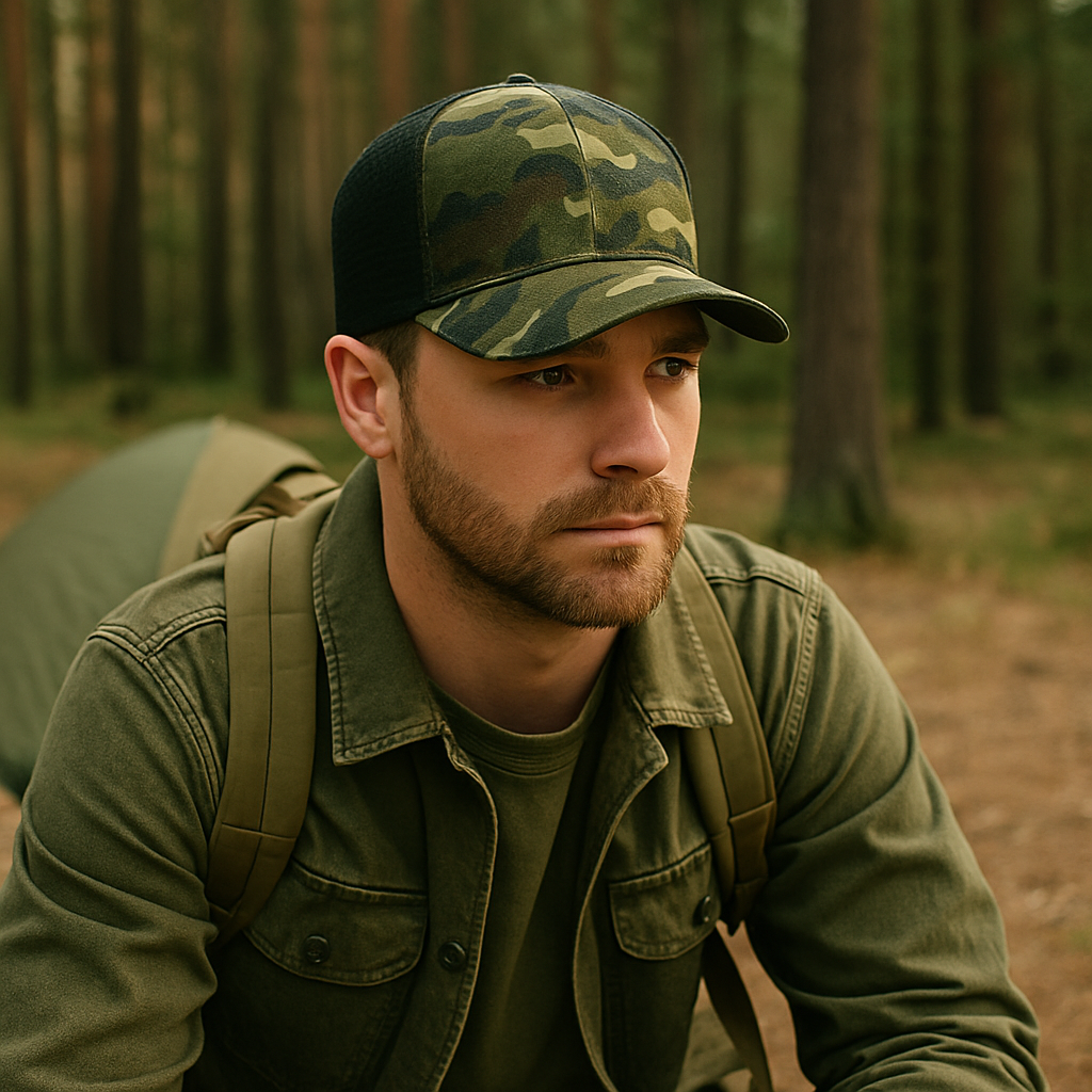 Classic Camo 6-Panel Mesh Back Trucker Cap – Adjustable Outdoor Hat