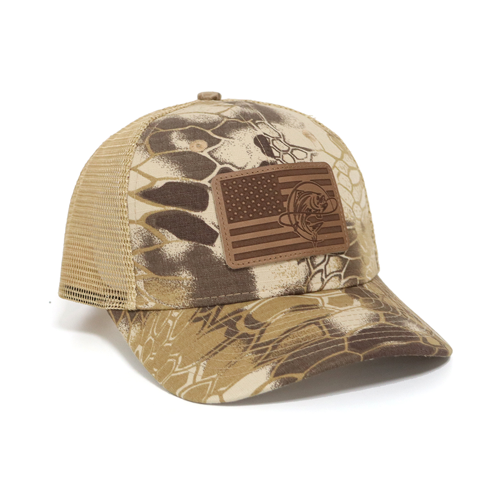 Tactical American Flag Patch Camo Trucker Hat with Mesh Back