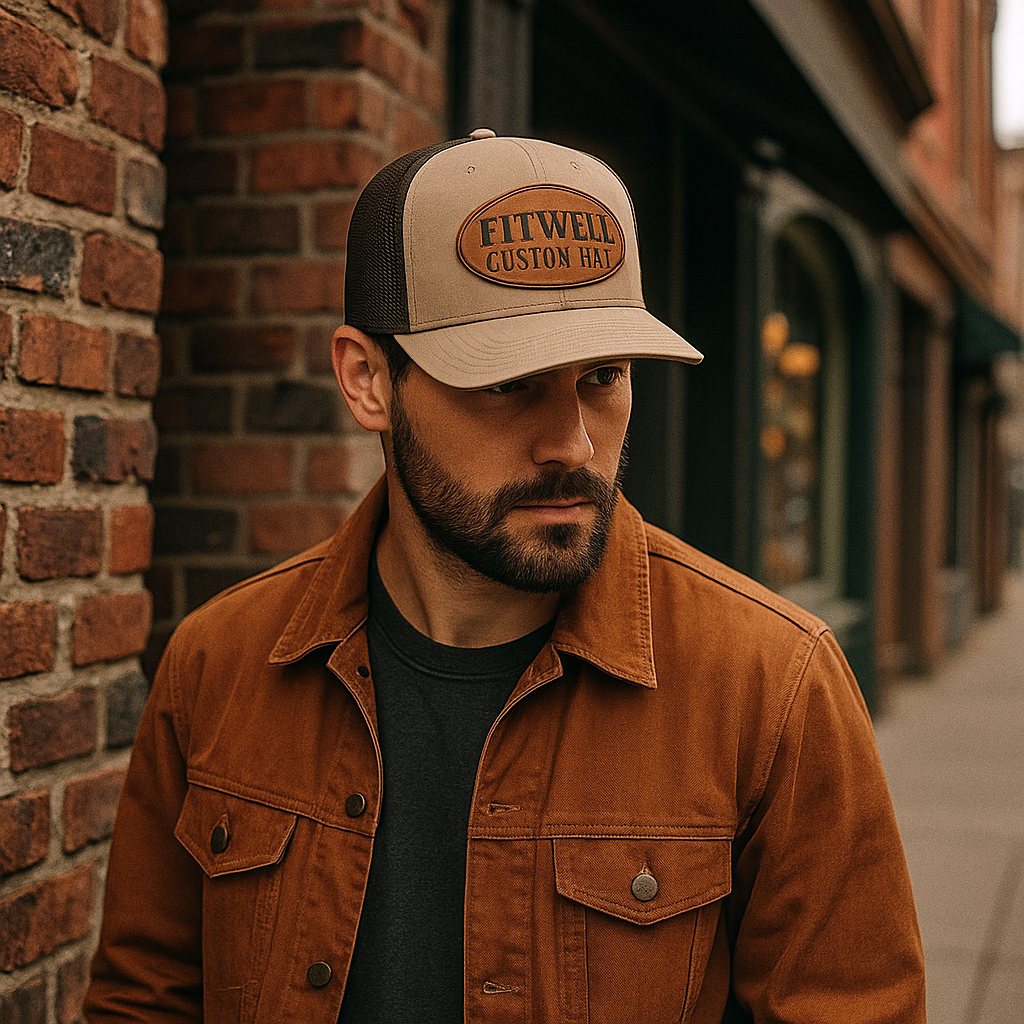Wildlife Preserve Trucker Hat with Oval Leather Patch and Camo Mesh Back