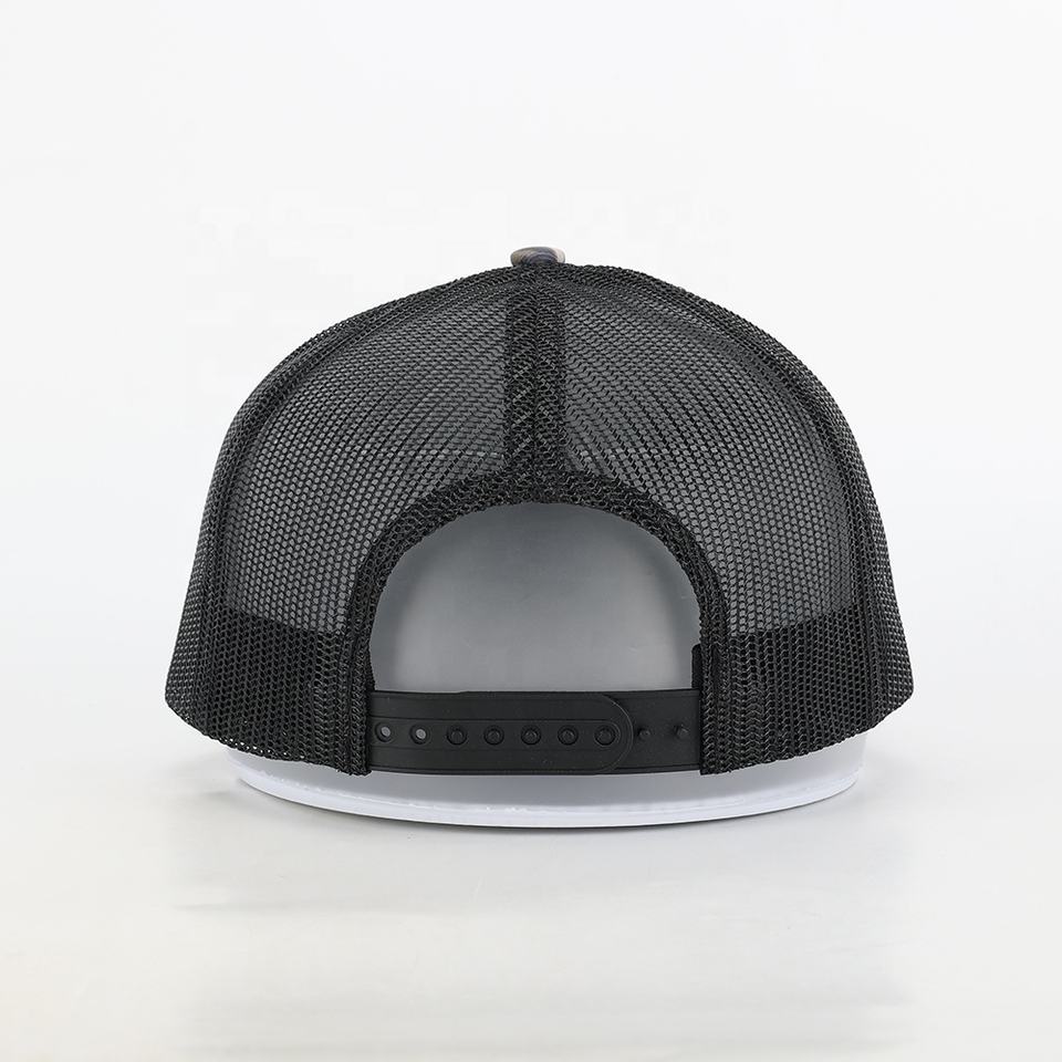 Fairhope Fish House Camo Trucker Hat with Leather Patch