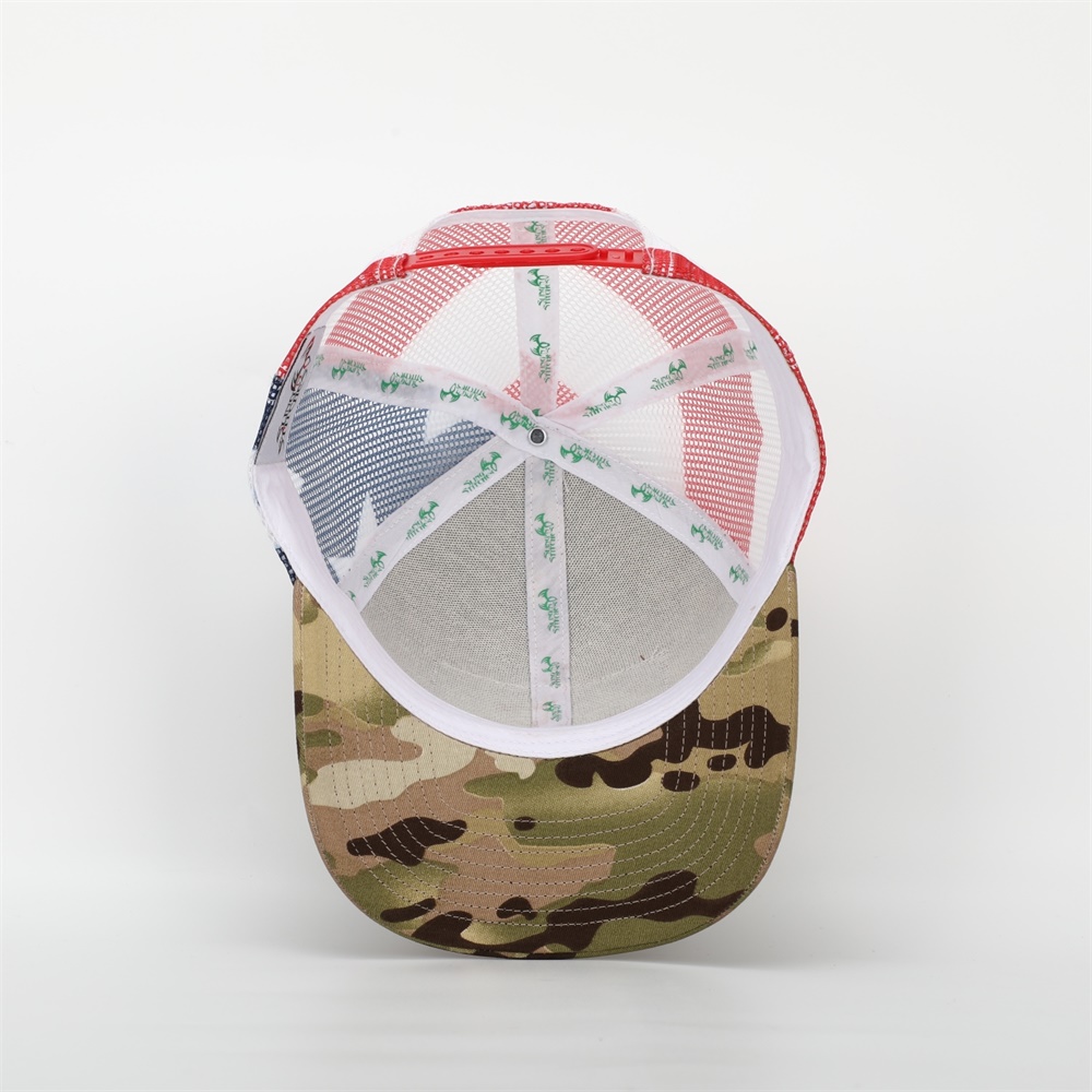 Sling'n Stitches Patriotic Camo Mesh Trucker Hat with Leather Patch