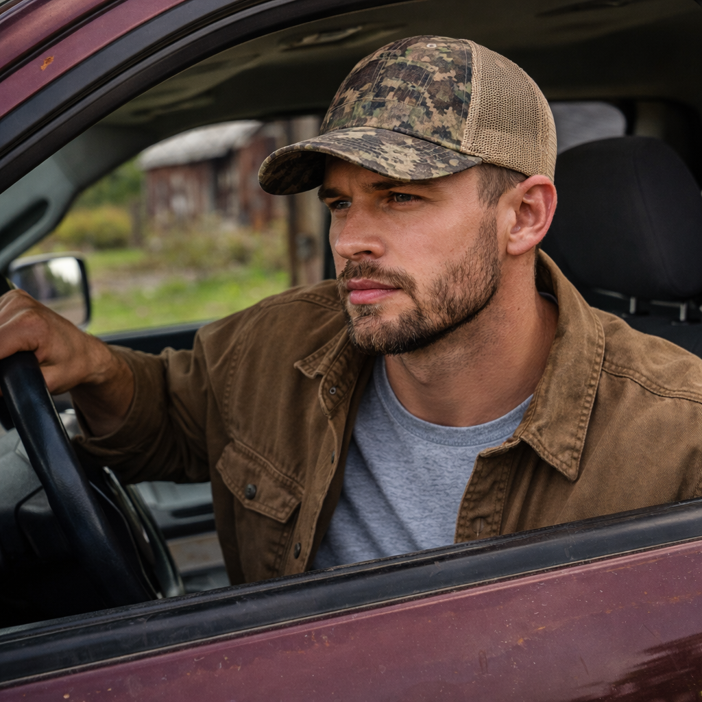 Camo Mesh Back Trucker Cap – Outdoor Breathable Snapback Hat
