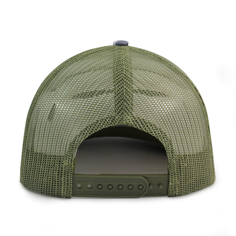 Chomp-On Deez Leather Patch Camo Mesh Trucker Hat
