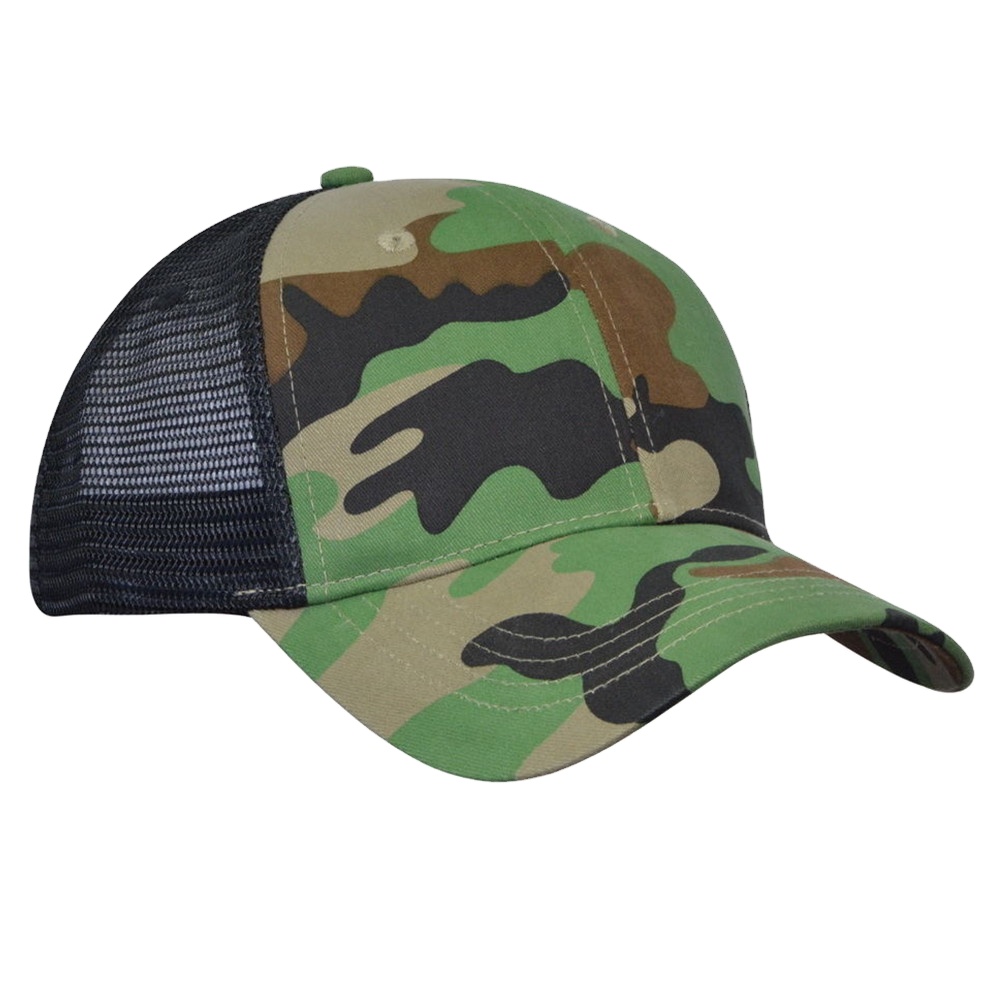 Classic Green Camo Mesh Trucker Hat with Adjustable Snapback