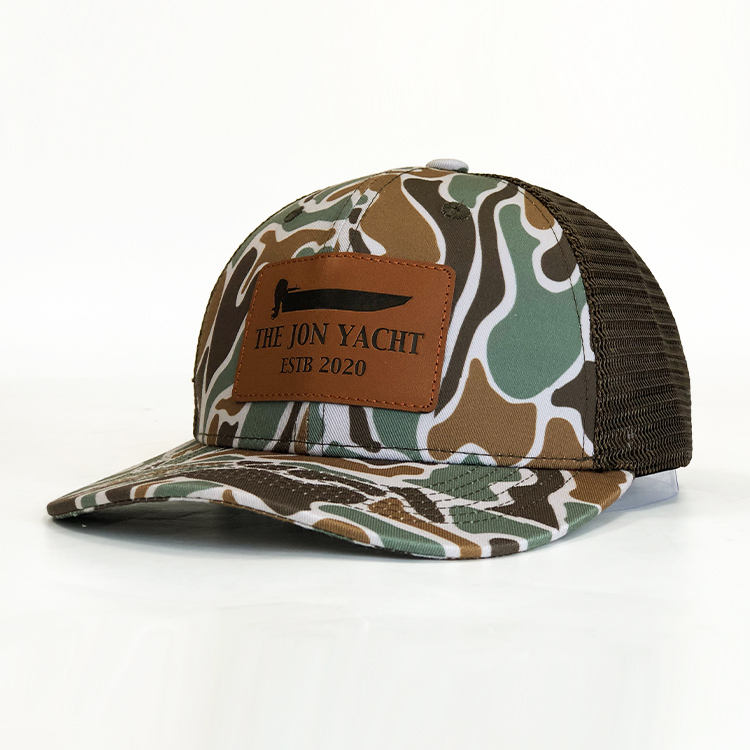 Mud Boat Club Camo Mesh Snapback Cap with Leather Patch