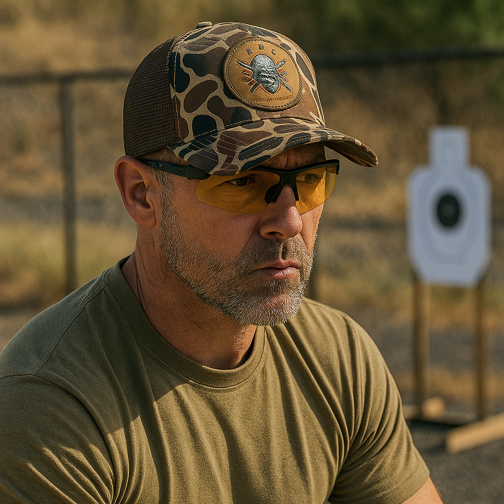 Multicolor Camo Trucker Hat with Round Leather Patch – Outdoor Hunting Cap