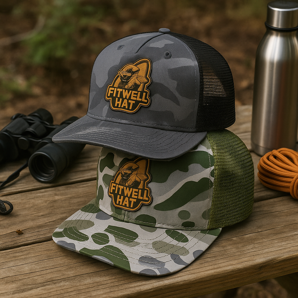 Chomp-On Deez Leather Patch Camo Mesh Trucker Hat