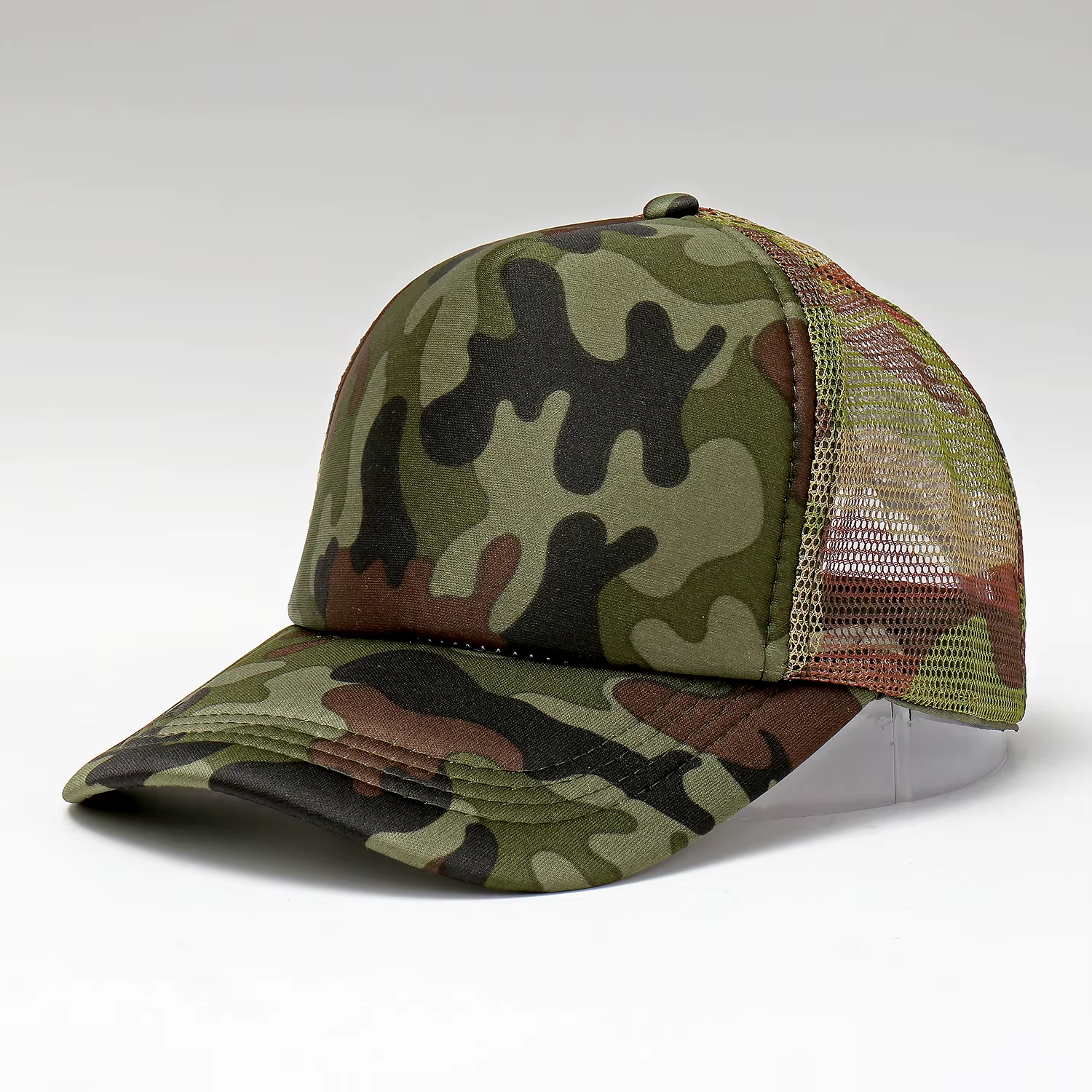 Camo Mesh Back Trucker Cap – Curved Brim Outdoor Style