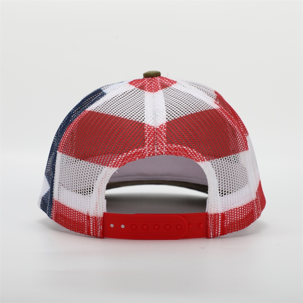 Sling'n Stitches Patriotic Camo Mesh Trucker Hat with Leather Patch