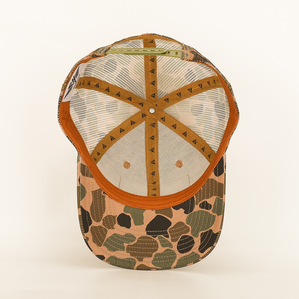 FOWL HOUSE Duck Camo Trucker Hat with Leather Patch – Mesh Snapback