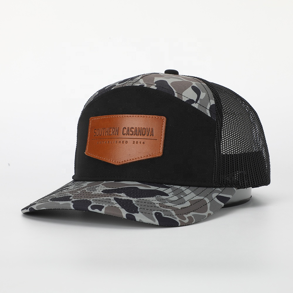 Camo Mesh Back Cap with Leather Logo Patch